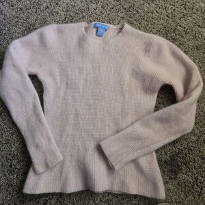 White + Warren - 100% Cashmere Crewneck Sweater Size Small Light Pink